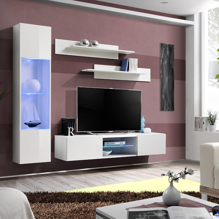 Nappali bútor Fly R3+üveg fehér   + LED Szekrénysorok online bútor rendelés