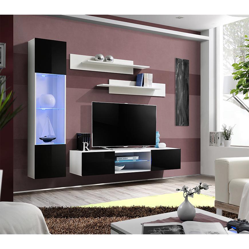 Nappali bútor Fly R3+üveg fekete/fehér  + LED Szekrénysorok online bútor rendelés