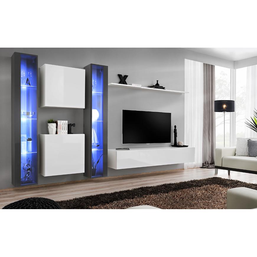 Nappali bútor Switch XVI üveg +LED Grafit/fehér Szekrénysorok online bútor rendelés Székesfehérvár bútorboltok
