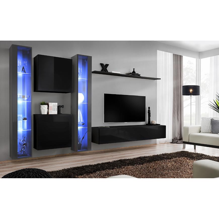 Nappali bútor Switch XVI üveg +LED Grafit/fekete Szekrénysorok online bútor rendelés Székesfehérvár bútorboltok