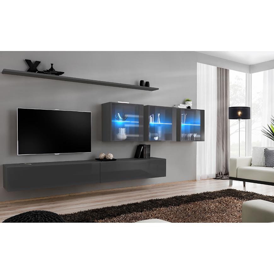 Nappali bútor Switch XVII üveg +LED Grafit Szekrénysorok online bútor rendelés Székesfehérvár bútorboltok