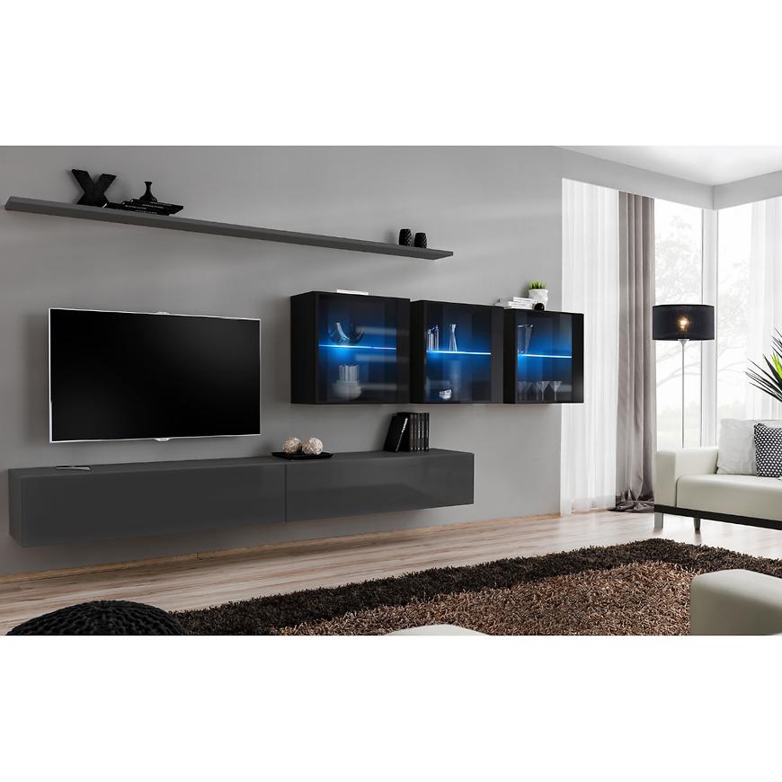Nappali bútor Switch XVII üveg +LED Grafit/fekete Szekrénysorok online bútor rendelés Székesfehérvár bútorboltok