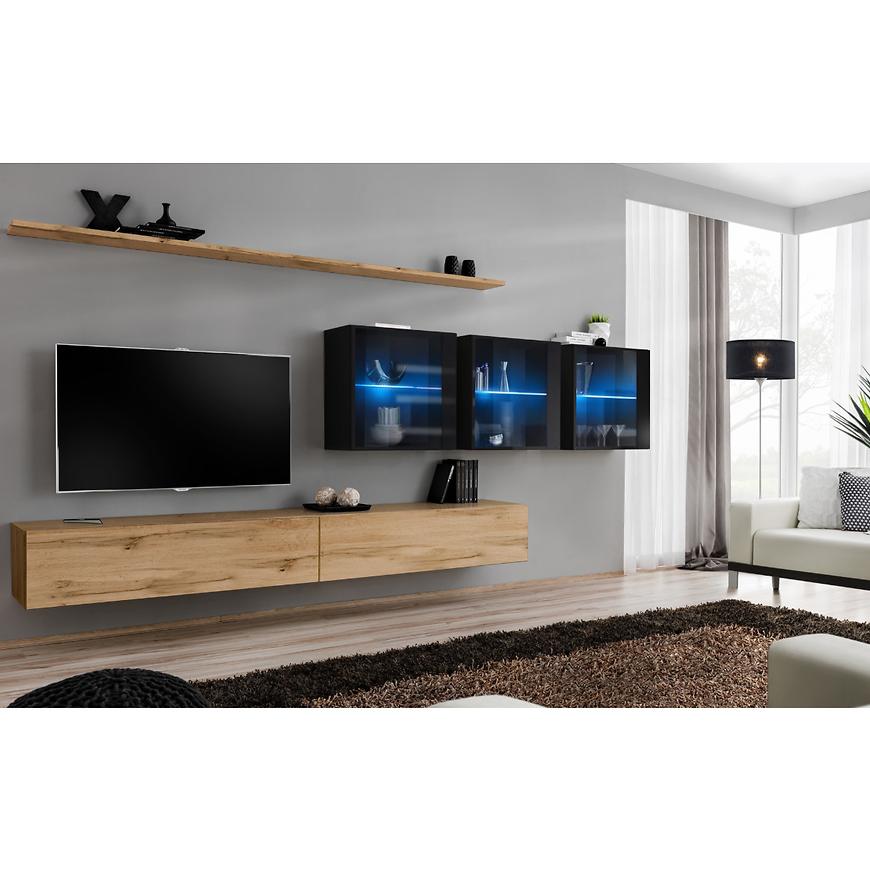 Nappali bútor Switch XVII üveg +LED Wotan/fekete Szekrénysorok online bútor rendelés Székesfehérvár bútorboltok