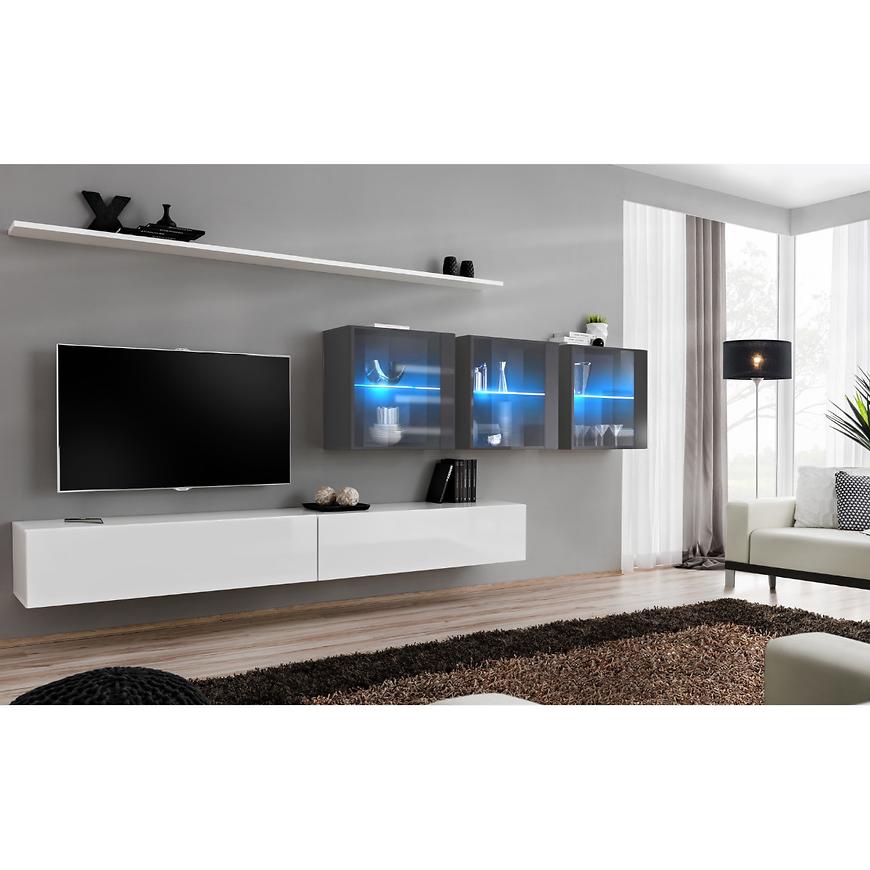 Nappali bútor Switch XVII üveg +LED fehér/Grafit Szekrénysorok online bútor rendelés Székesfehérvár bútorboltok