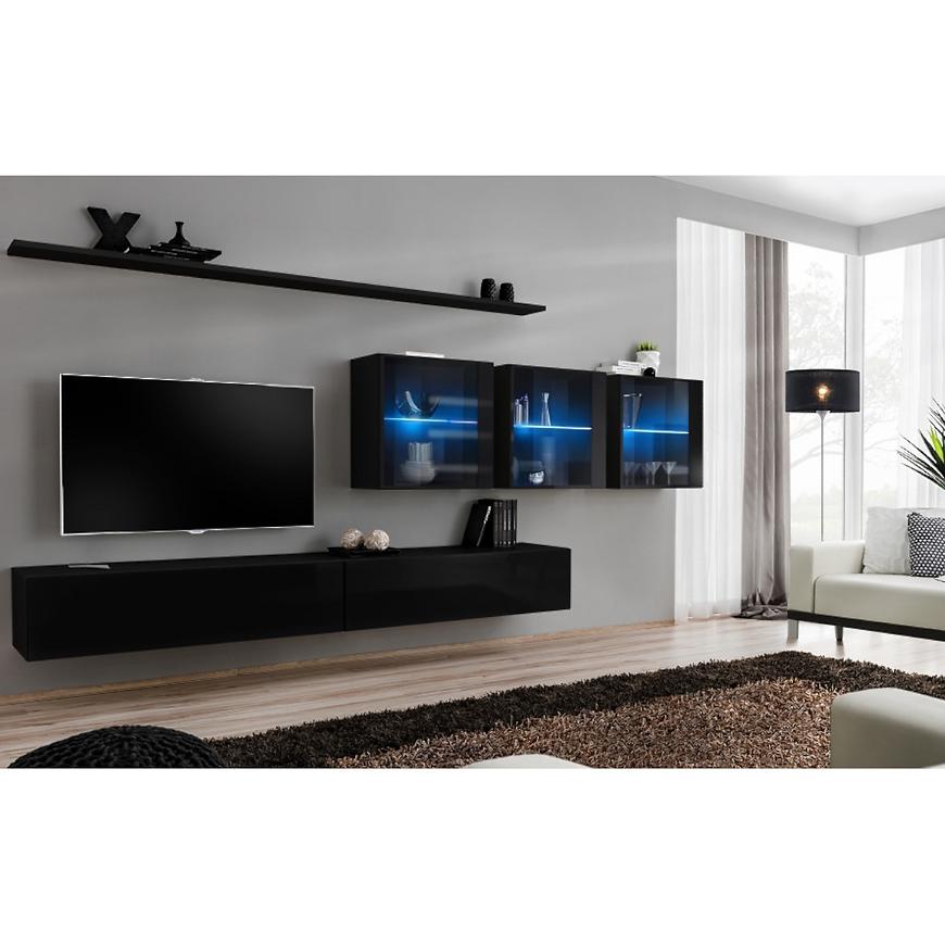 Nappali bútor Switch XVII üveg +LED fekete Szekrénysorok online bútor rendelés Székesfehérvár bútorboltok