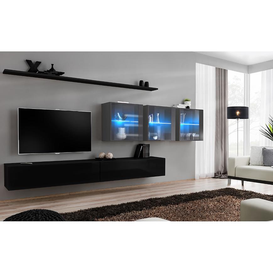 Nappali bútor Switch XVII üveg +LED fekete/Grafit Szekrénysorok online bútor rendelés Székesfehérvár bútorboltok