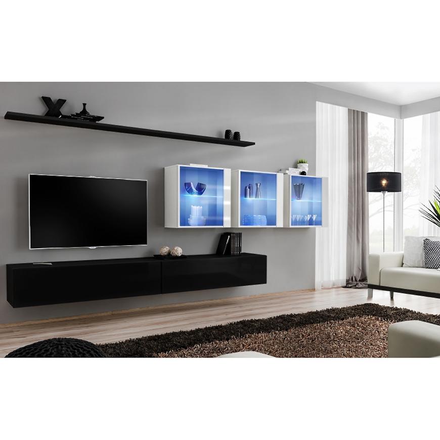 Nappali bútor Switch XVII üveg +LED fekete/fehér Szekrénysorok online bútor rendelés Székesfehérvár bútorboltok