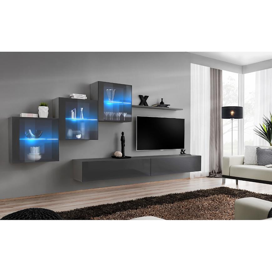 Nappali bútor Switch XVIII üveg +LED Grafit Szekrénysorok online bútor rendelés Székesfehérvár bútorboltok