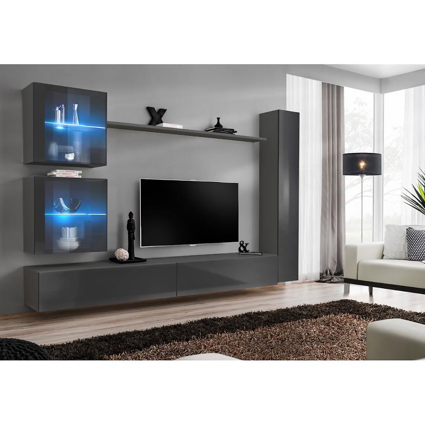 Nappali bútor Switch XVIII üveg +LED  Grafit Szekrénysorok online bútor rendelés Székesfehérvár bútorboltok