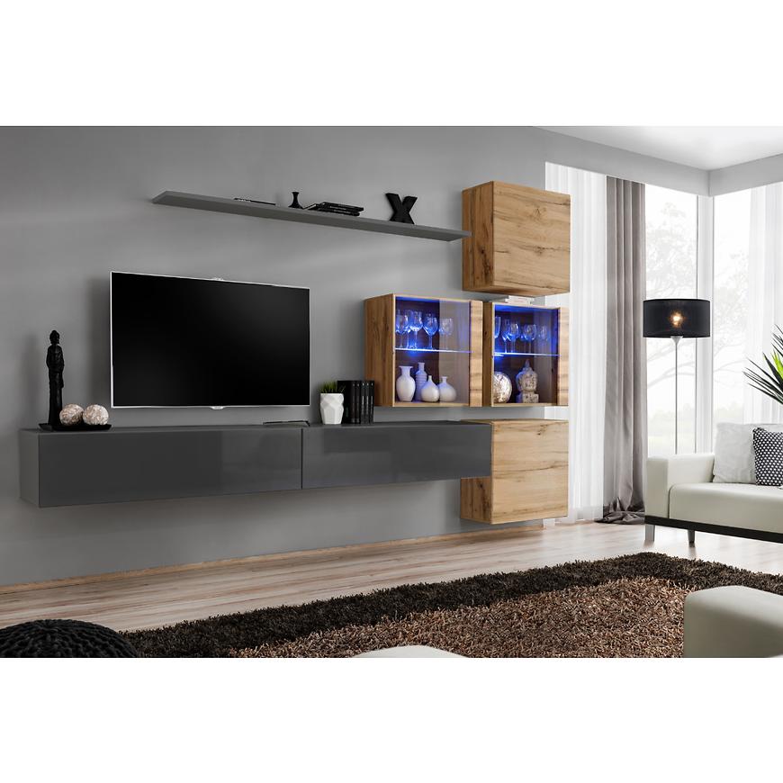 Nappali bútor Switch XVIII üveg +LED  Grafit/Wotan Szekrénysorok online bútor rendelés Székesfehérvár bútorboltok