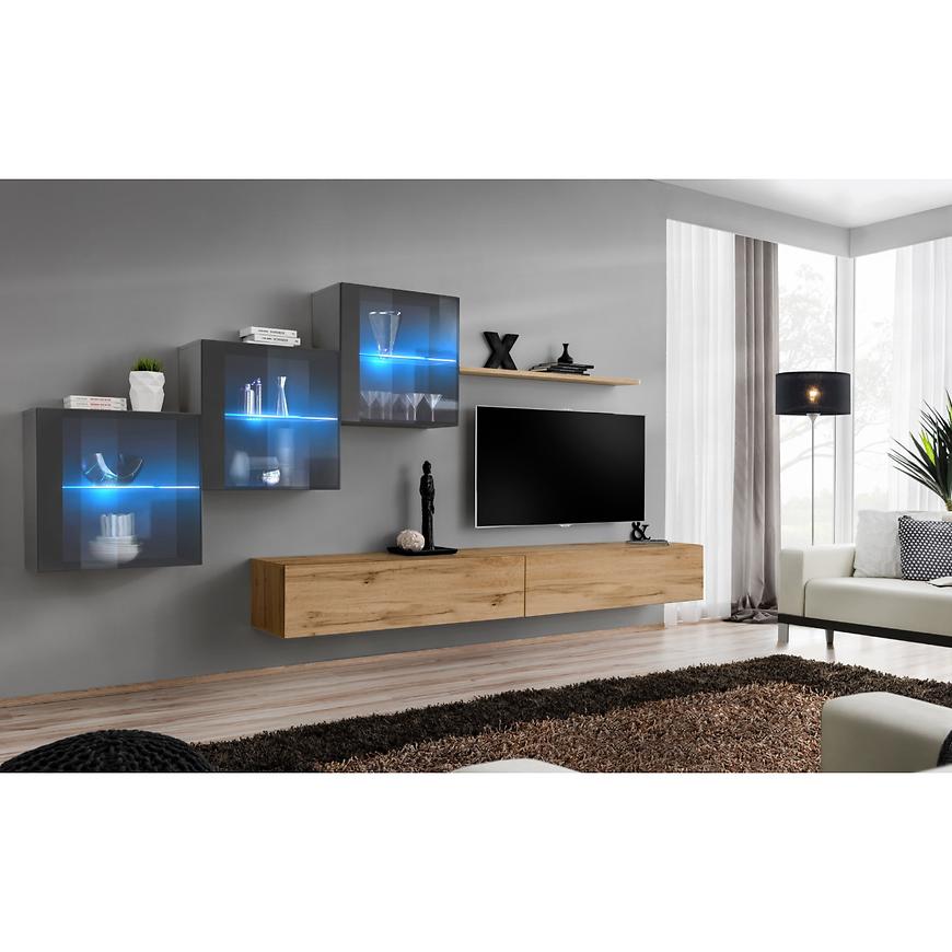 Nappali bútor Switch XVIII üveg +LED Grafit/Wotan Szekrénysorok online bútor rendelés Székesfehérvár bútorboltok