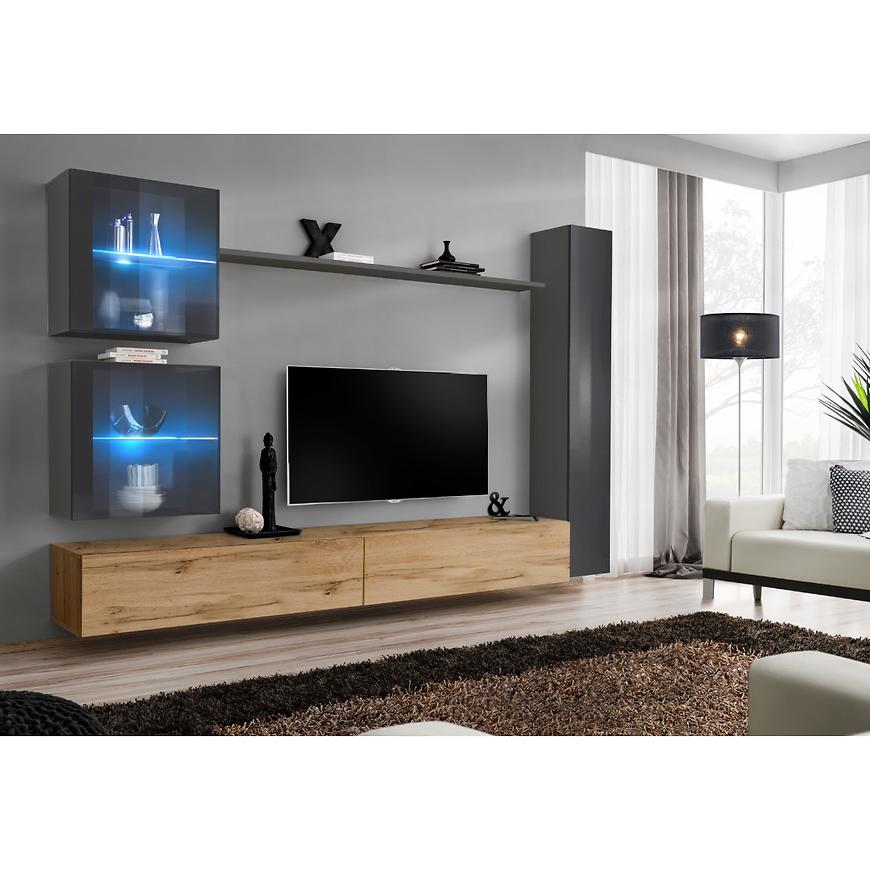 Nappali bútor Switch XVIII üveg +LED  Grafit/Wotan Szekrénysorok online bútor rendelés Székesfehérvár bútorboltok