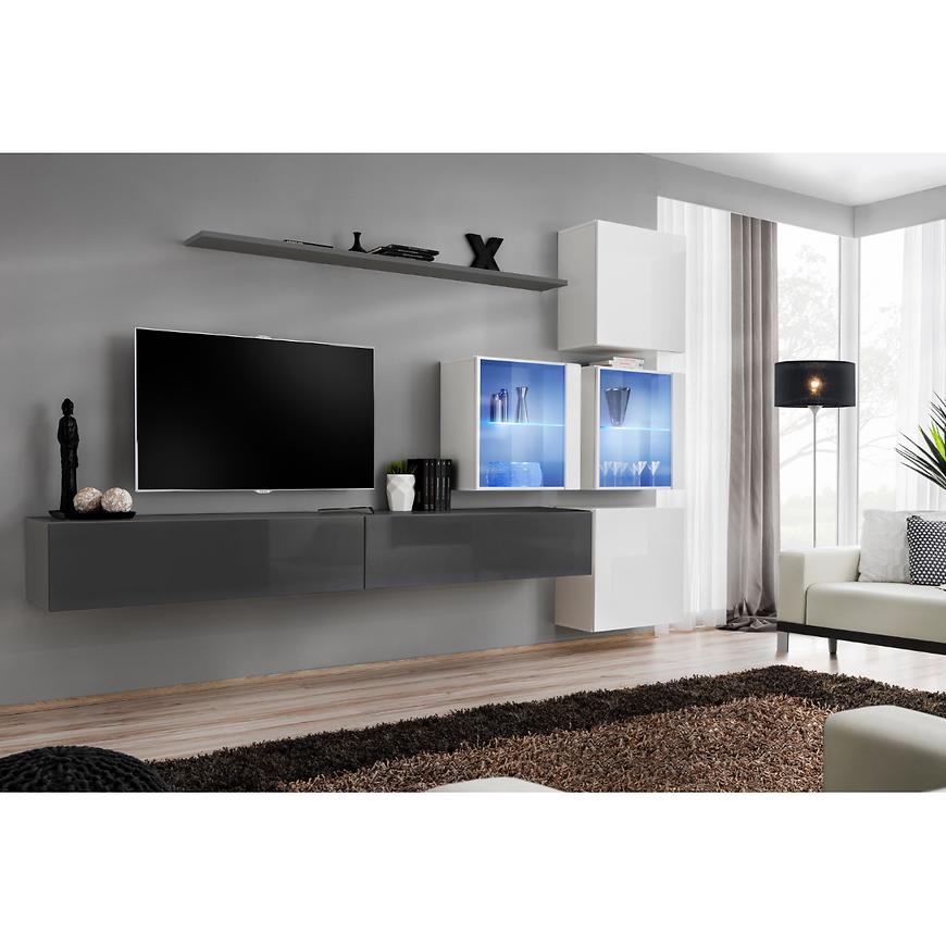 Nappali bútor Switch XVIII üveg +LED  Grafit/fehér Szekrénysorok online bútor rendelés Székesfehérvár bútorboltok