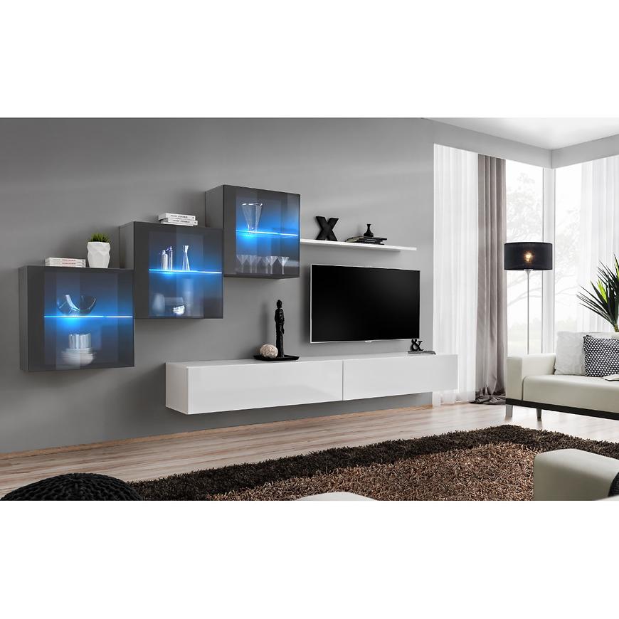 Nappali bútor Switch XVIII üveg +LED Grafit/fehér Szekrénysorok online bútor rendelés Székesfehérvár bútorboltok