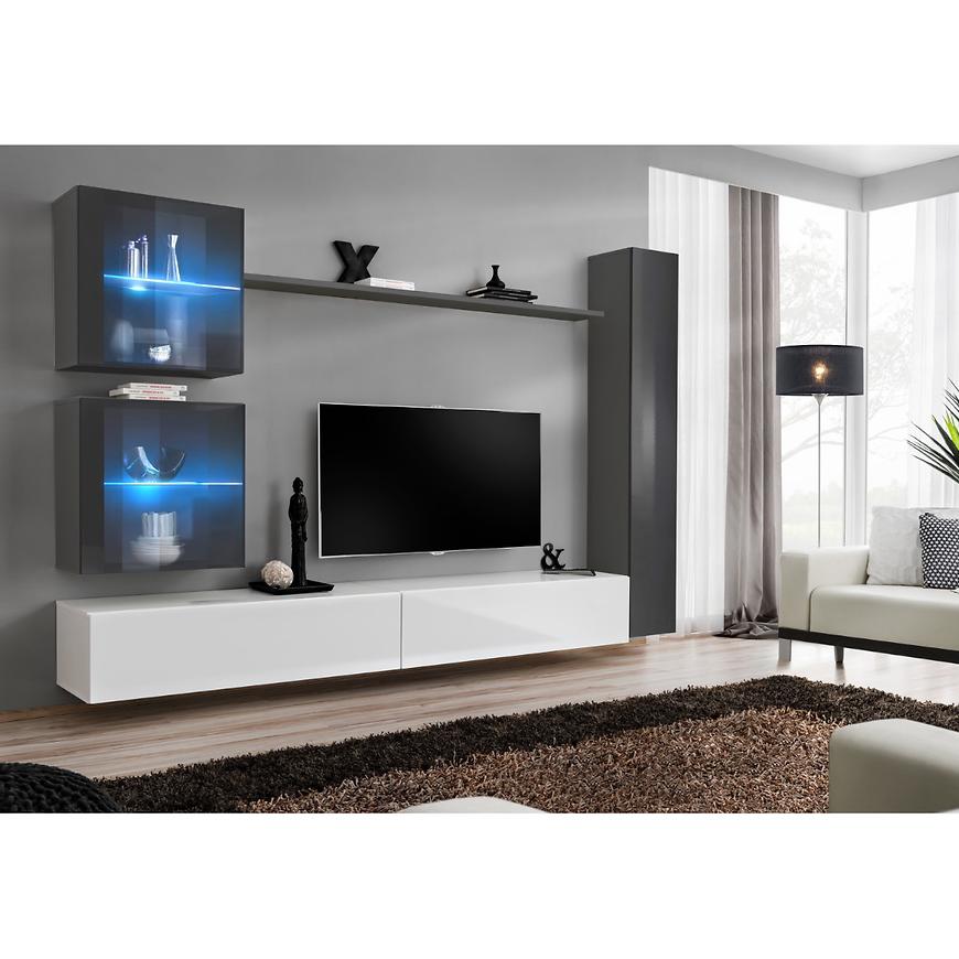 Nappali bútor Switch XVIII üveg +LED  Grafit/fehér Szekrénysorok online bútor rendelés Székesfehérvár bútorboltok