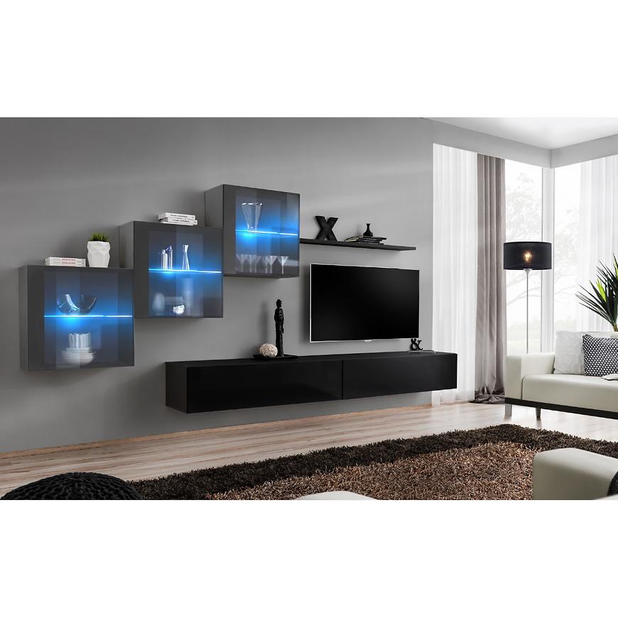 Nappali bútor Switch XVIII üveg +LED Grafit/fekete Szekrénysorok online bútor rendelés Székesfehérvár bútorboltok