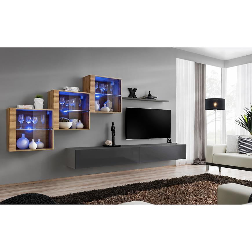 Nappali bútor Switch XVIII üveg +LED Wotan/Grafit Szekrénysorok online bútor rendelés Székesfehérvár bútorboltok