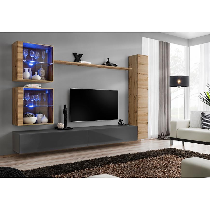 Nappali bútor Switch XVIII üveg +LED  Wotan/Grafit Szekrénysorok online bútor rendelés Székesfehérvár bútorboltok