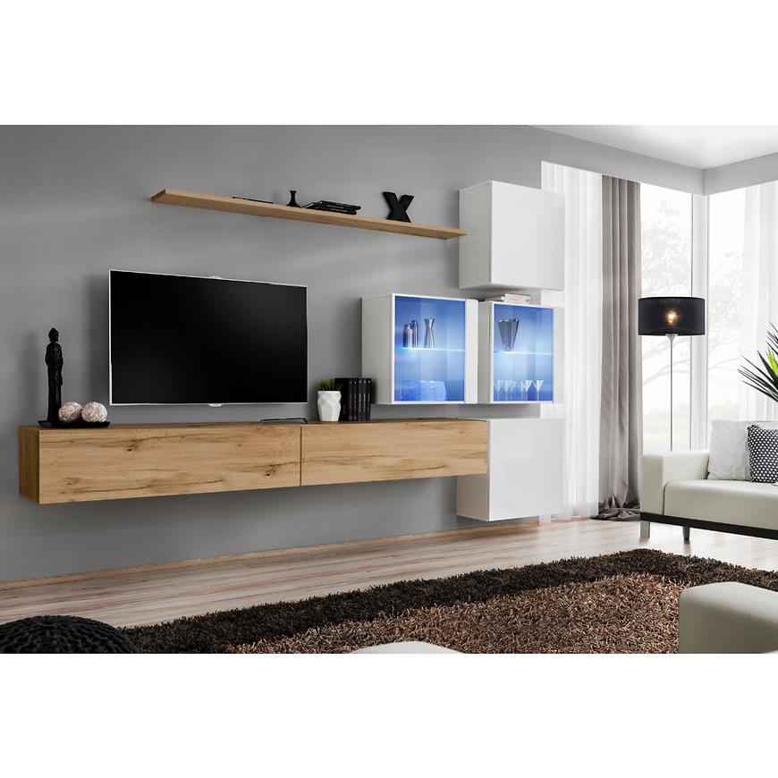 Nappali bútor Switch XVIII üveg +LED  Wotan/fehér Szekrénysorok online bútor rendelés Székesfehérvár bútorboltok