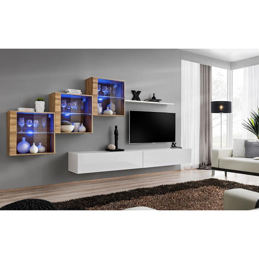 Nappali bútor Switch XVIII üveg +LED Wotan/fehér Szekrénysorok online bútor rendelés Székesfehérvár bútorboltok