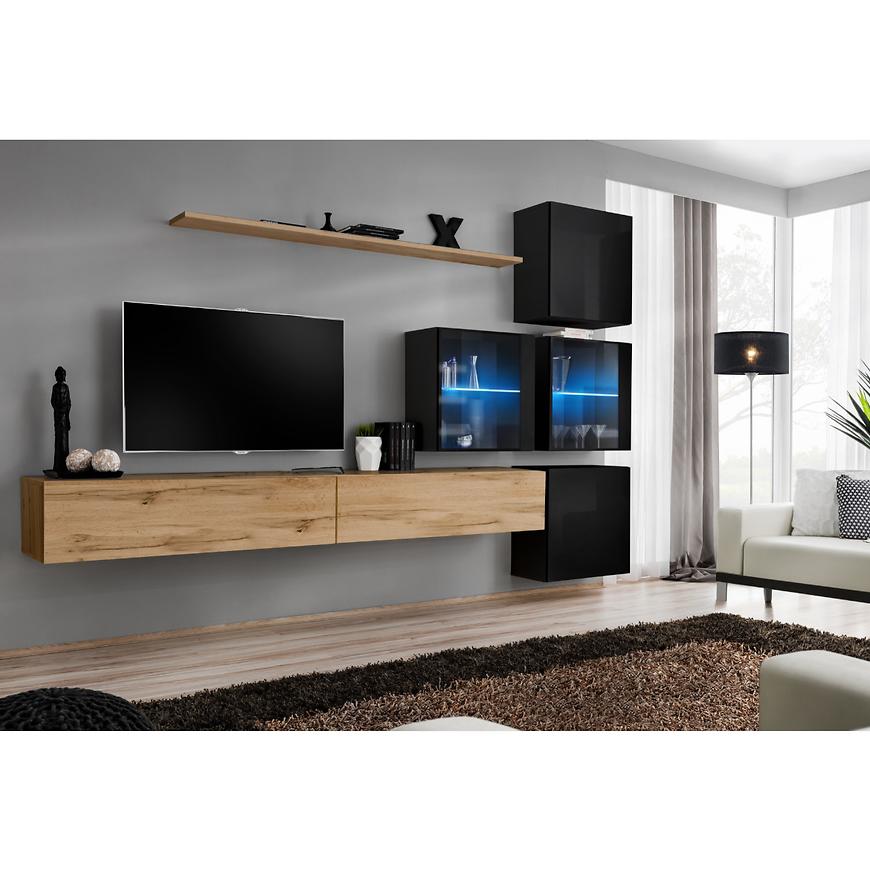 Nappali bútor Switch XVIII üveg +LED  Wotan/fekete Szekrénysorok online bútor rendelés Székesfehérvár bútorboltok