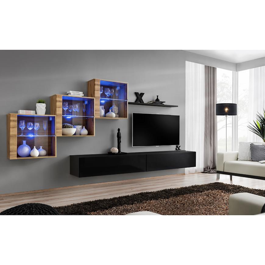 Nappali bútor Switch XVIII üveg +LED Wotan/fekete Szekrénysorok online bútor rendelés Székesfehérvár bútorboltok
