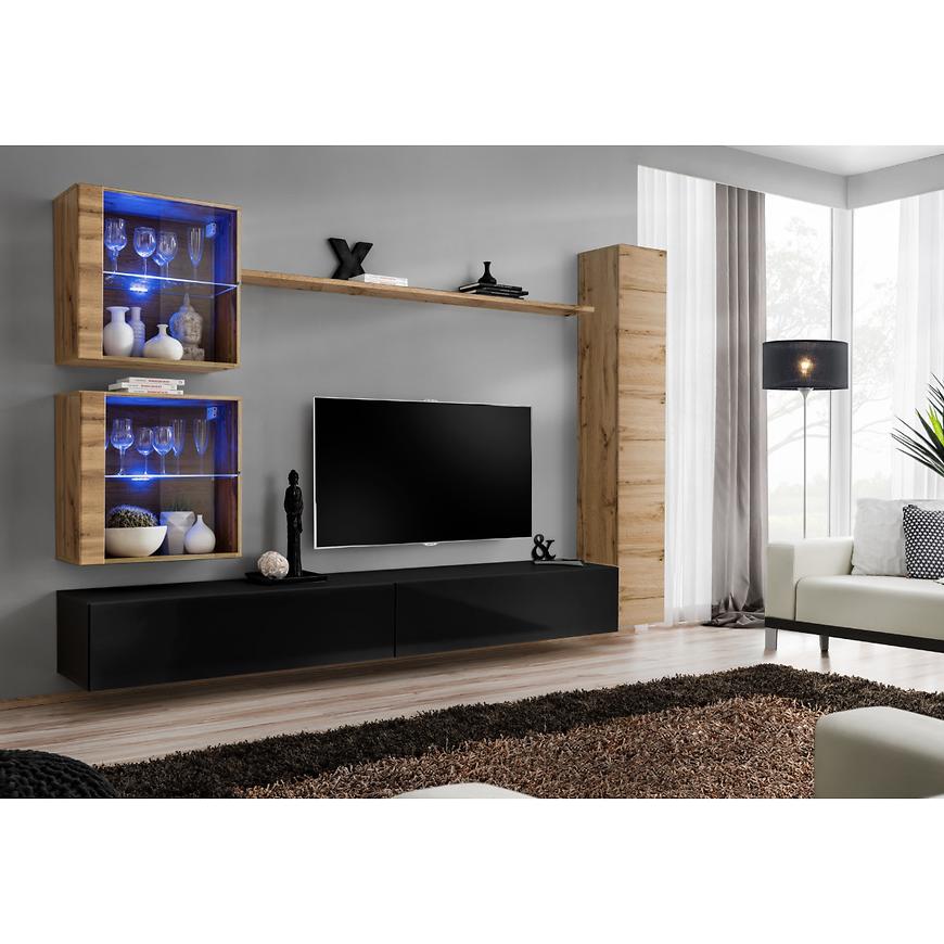 Nappali bútor Switch XVIII üveg +LED  Wotan/fekete Szekrénysorok online bútor rendelés Székesfehérvár bútorboltok