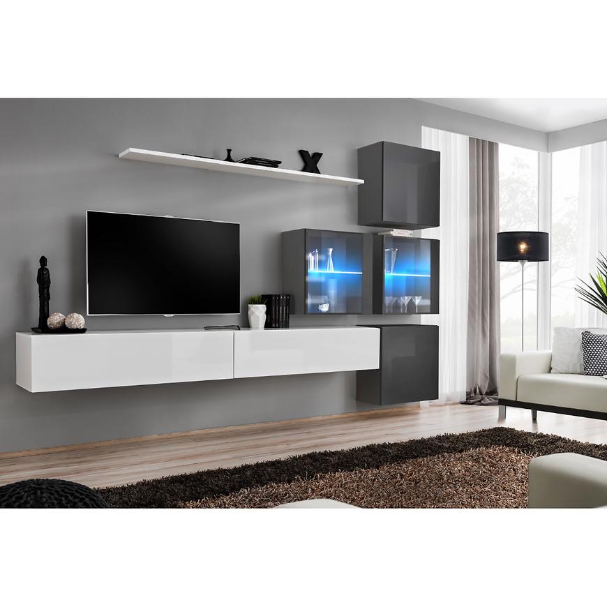 Nappali bútor Switch XVIII üveg +LED  fehér/Grafit Szekrénysorok online bútor rendelés Székesfehérvár bútorboltok