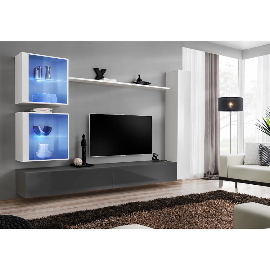 Nappali bútor Switch XVIII üveg +LED  fehér/Grafit Szekrénysorok online bútor rendelés Székesfehérvár bútorboltok