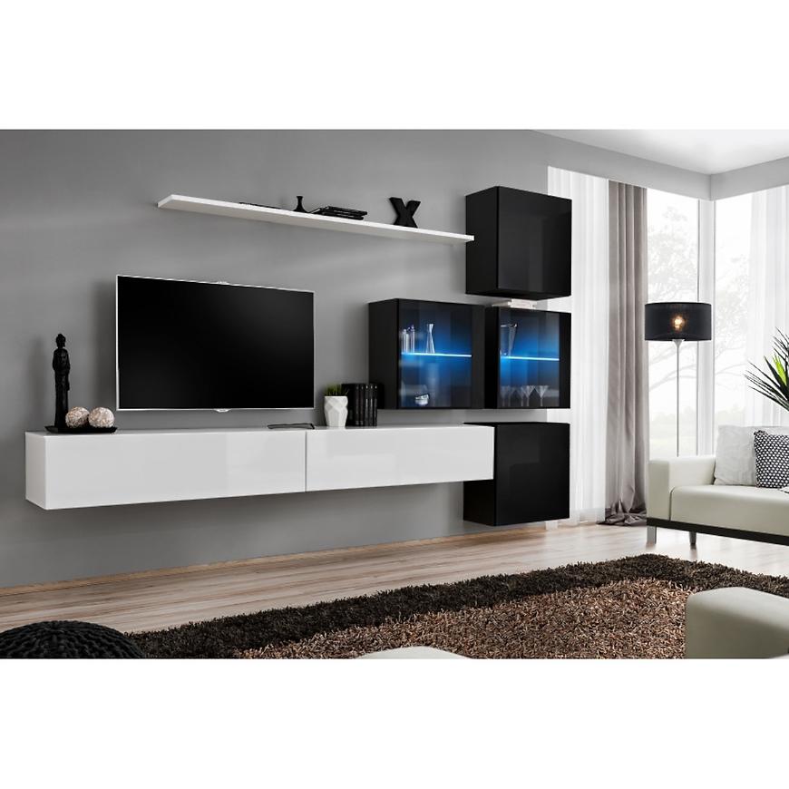 Nappali bútor Switch XVIII üveg +LED  fehér/fekete Szekrénysorok online bútor rendelés Székesfehérvár bútorboltok