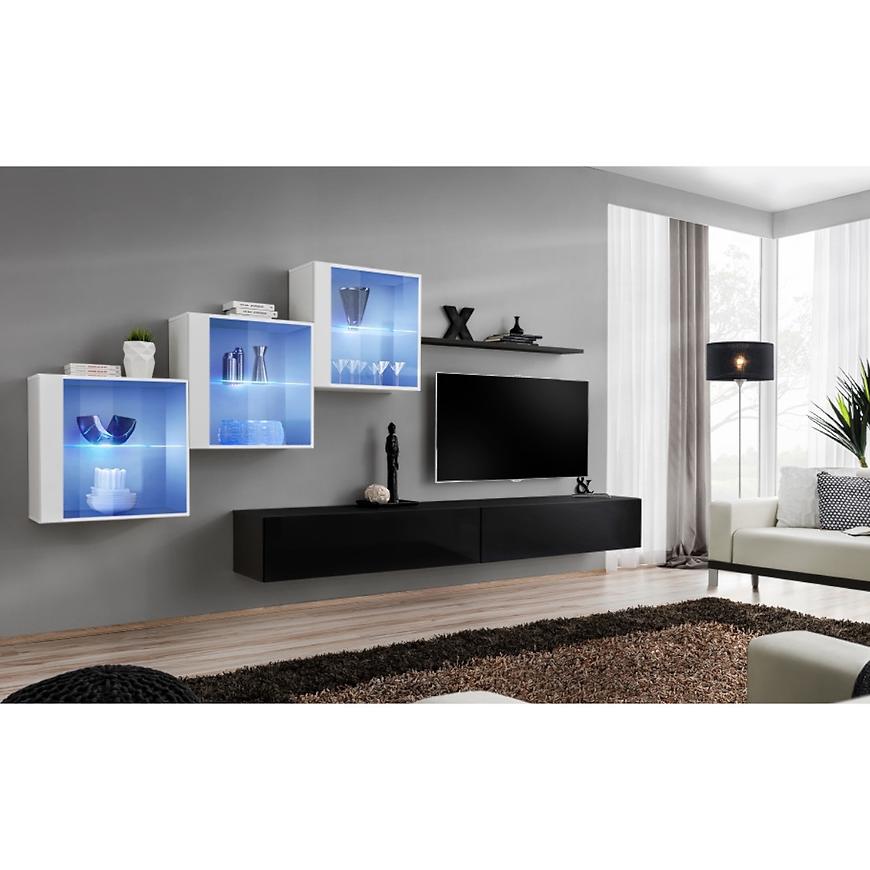 Nappali bútor Switch XVIII üveg +LED fehér/fekete Szekrénysorok online bútor rendelés Székesfehérvár bútorboltok