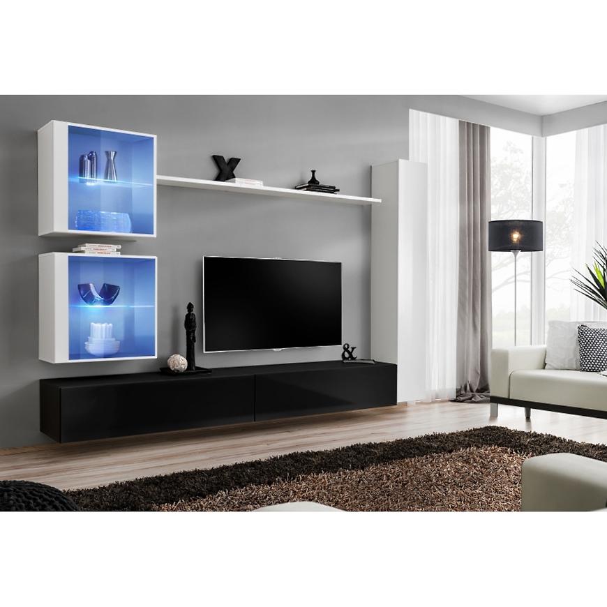 Nappali bútor Switch XVIII üveg +LED  fehér/fekete Szekrénysorok online bútor rendelés Székesfehérvár bútorboltok