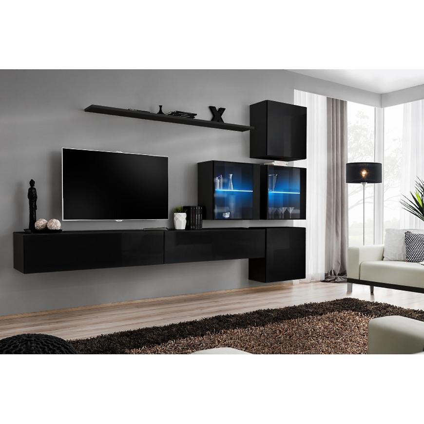 Nappali bútor Switch XVIII üveg +LED  fekete Szekrénysorok online bútor rendelés Székesfehérvár bútorboltok