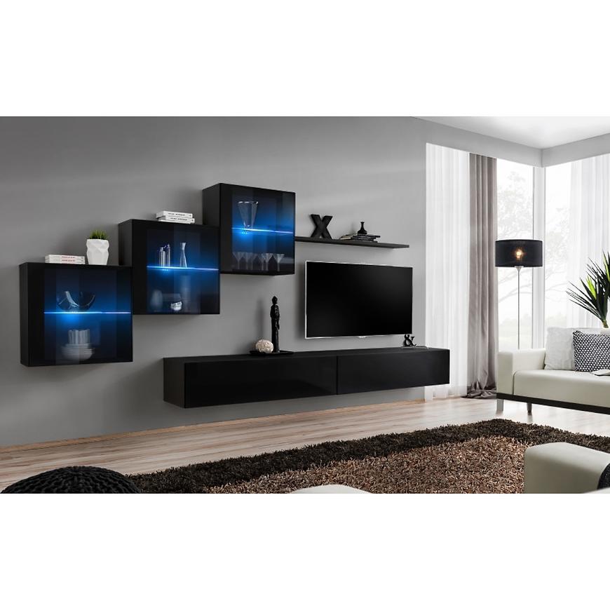 Nappali bútor Switch XVIII üveg +LED fekete Szekrénysorok online bútor rendelés Székesfehérvár bútorboltok