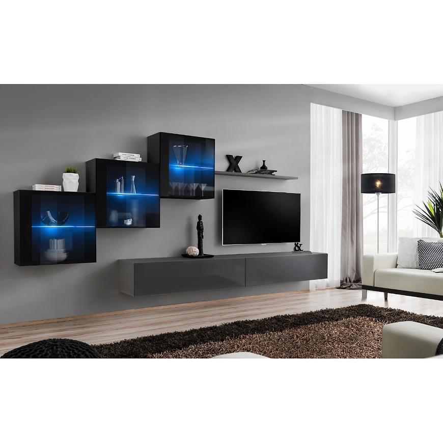Nappali bútor Switch XVIII üveg +LED fekete/Grafit Szekrénysorok online bútor rendelés Székesfehérvár bútorboltok