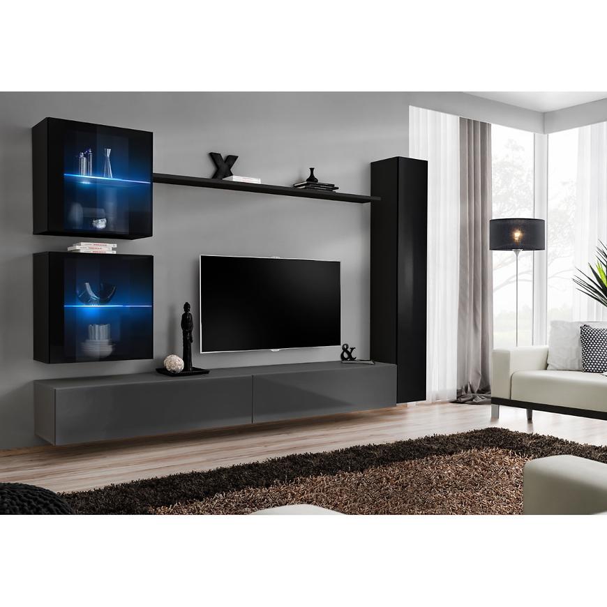 Nappali bútor Switch XVIII üveg +LED  fekete/Grafit Szekrénysorok online bútor rendelés Székesfehérvár bútorboltok