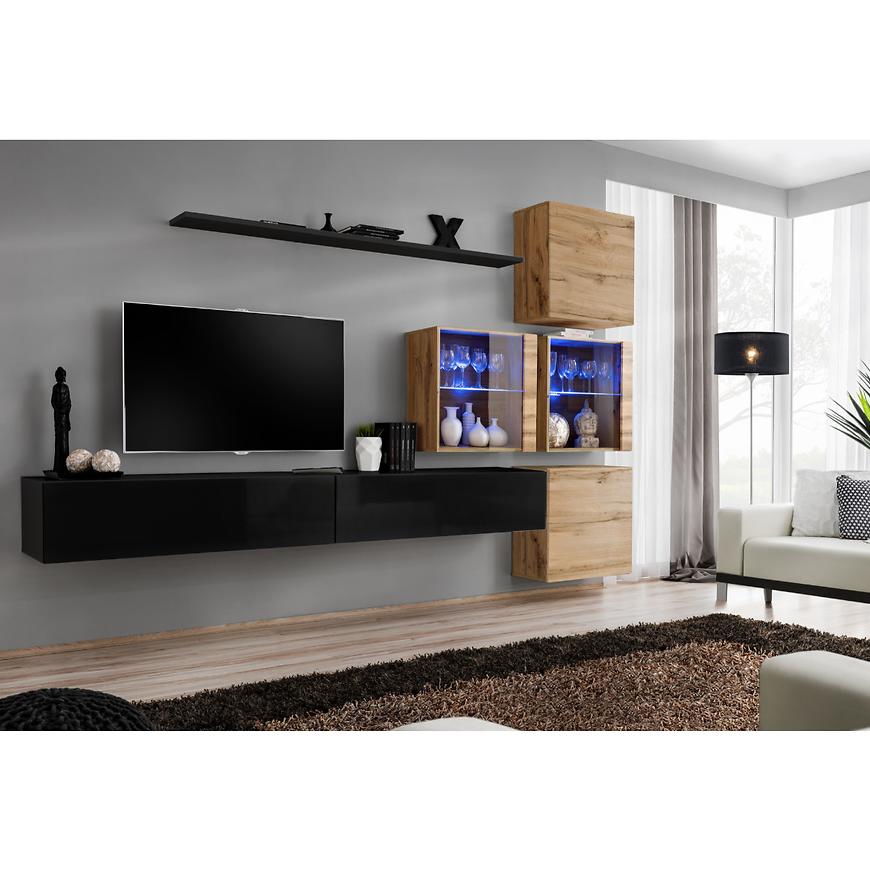Nappali bútor Switch XVIII üveg +LED  fekete/Wotan Szekrénysorok online bútor rendelés Székesfehérvár bútorboltok