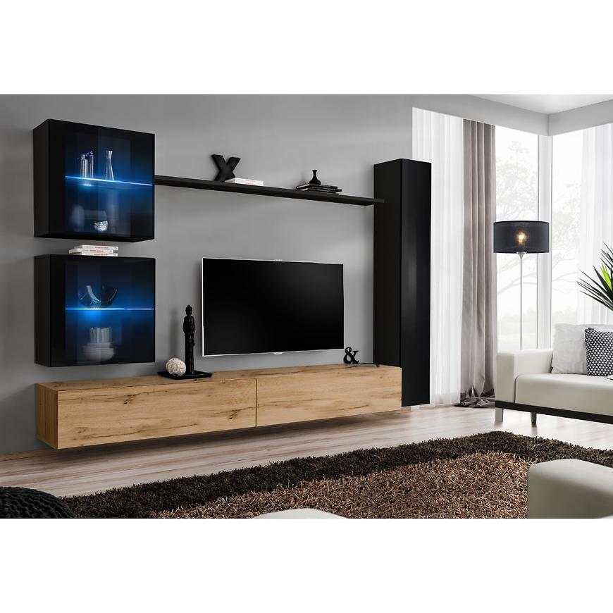 Nappali bútor Switch XVIII üveg +LED  fekete/Wotan Szekrénysorok online bútor rendelés Székesfehérvár bútorboltok