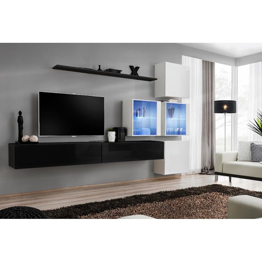 Nappali bútor Switch XVIII üveg +LED  fekete/fehér Szekrénysorok online bútor rendelés Székesfehérvár bútorboltok