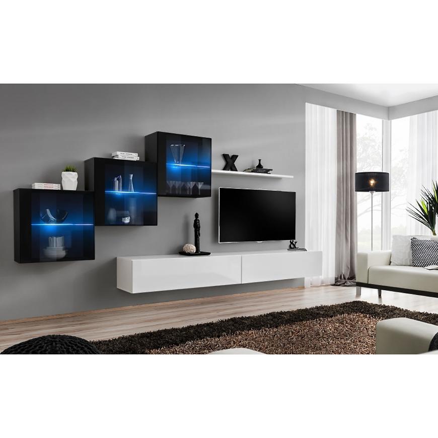Nappali bútor Switch XVIII üveg +LED fekete/fehér Szekrénysorok online bútor rendelés Székesfehérvár bútorboltok