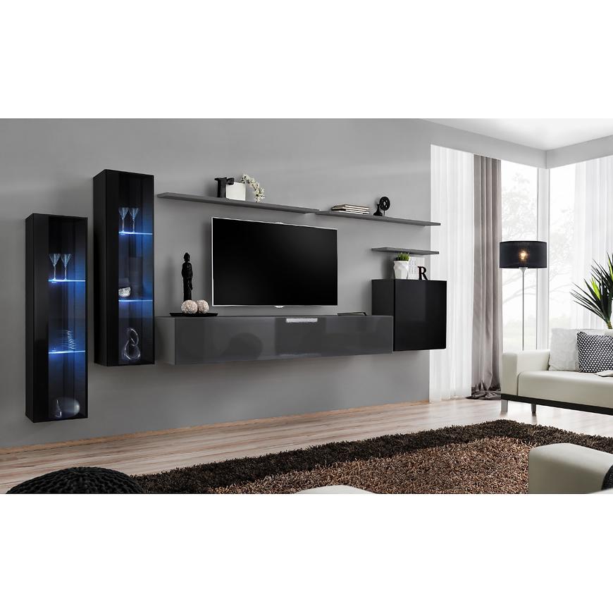 Nappali bútor Switch üveg+LED XI Fekete/Grafit Szekrénysorok online bútor rendelés Székesfehérvár bútorboltok