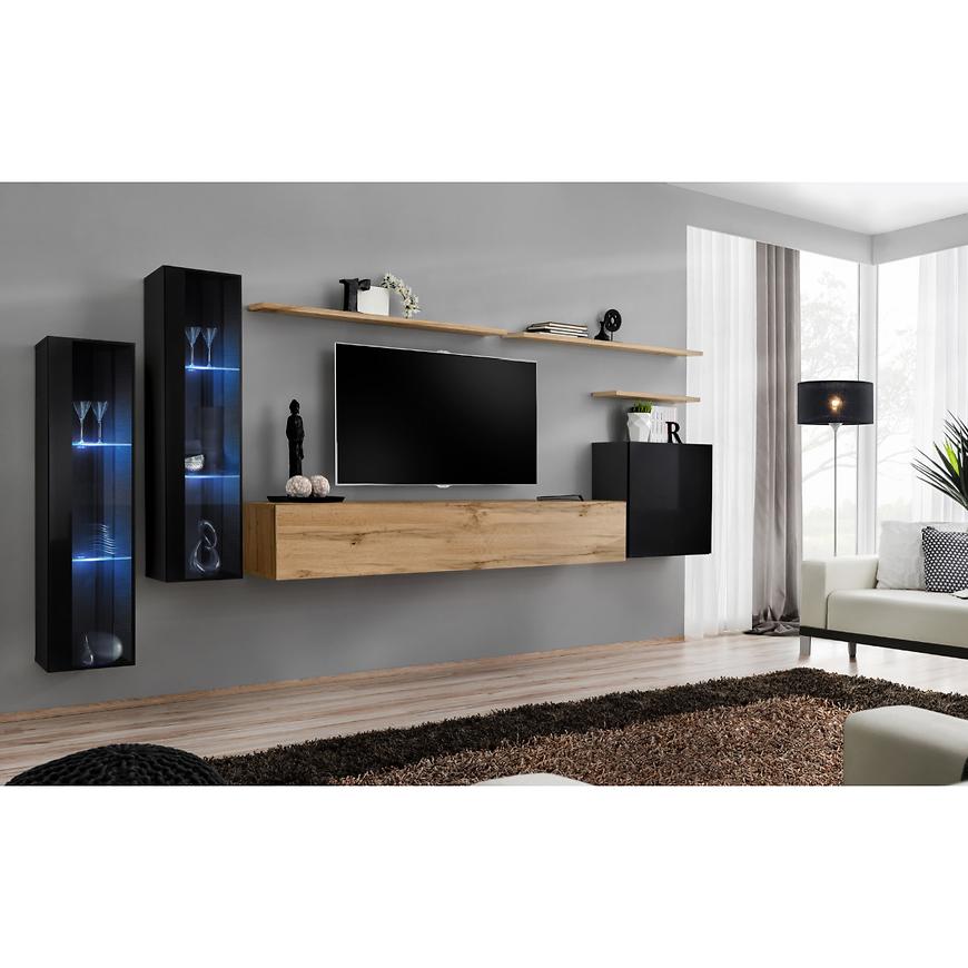 Nappali bútor Switch üveg+LED XI Fekete/Wotan Szekrénysorok online bútor rendelés Székesfehérvár bútorboltok