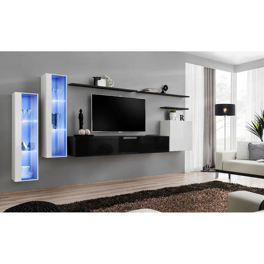 Nappali bútor Switch üveg+LED XI fehér/Fekete Szekrénysorok online bútor rendelés Székesfehérvár bútorboltok