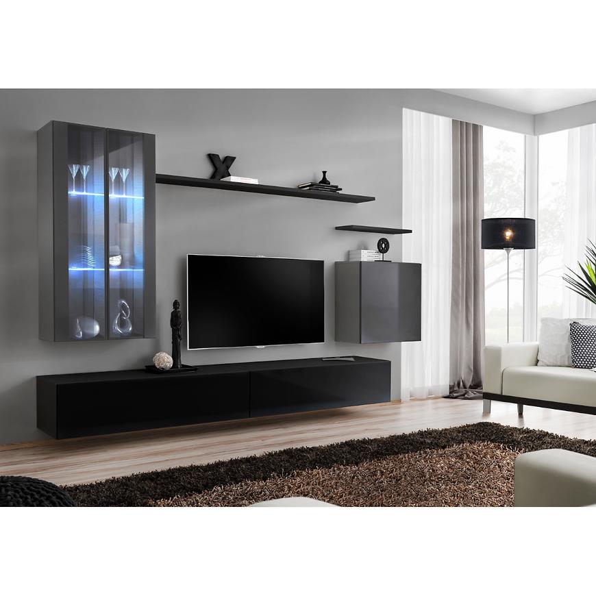 Nappali bútor Switch üveg+LED XII Grafit/Fekete Szekrénysorok online bútor rendelés Székesfehérvár bútorboltok
