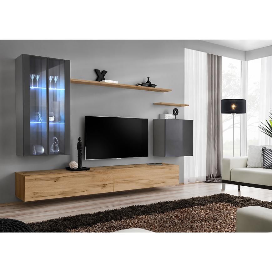 Nappali bútor Switch üveg+LED XII Grafit/Wotan Szekrénysorok online bútor rendelés Székesfehérvár bútorboltok