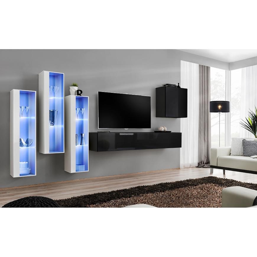 Nappali bútor Switch üveg+LED XIII fehér/Fekete Szekrénysorok online bútor rendelés Székesfehérvár bútorboltok