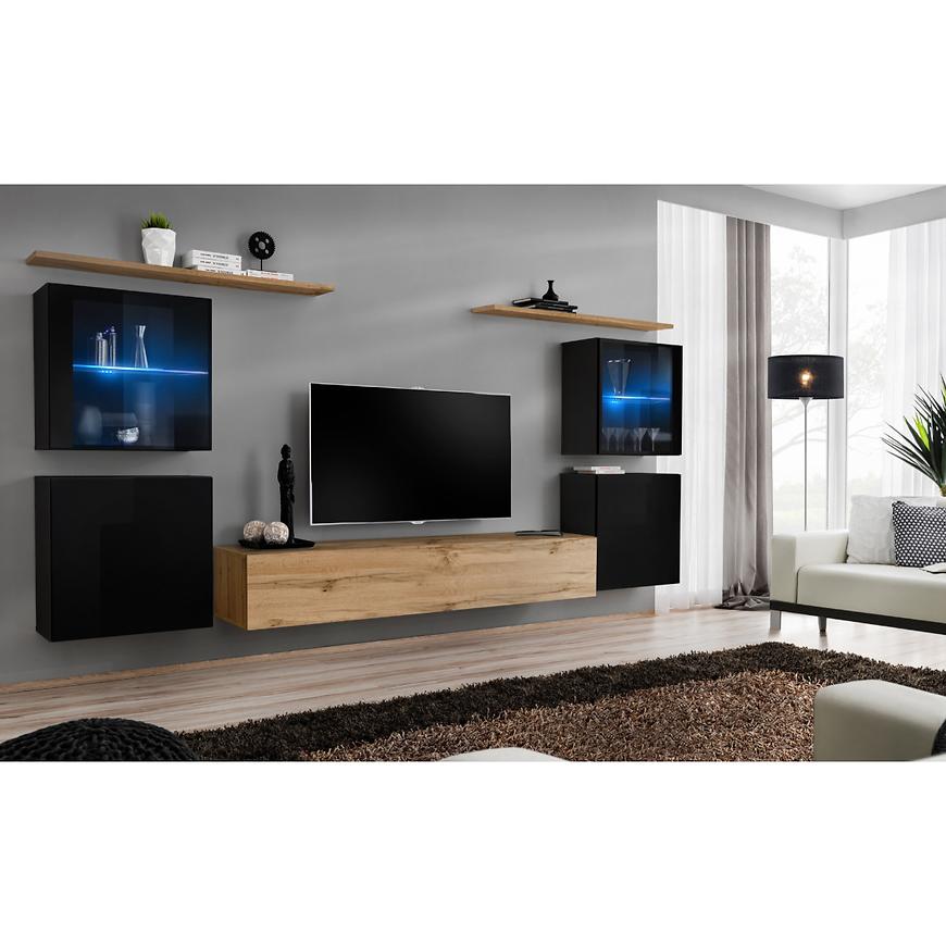 Nappali bútor Switch üveg+LED XIV Fekete/Wotan Szekrénysorok online bútor rendelés Székesfehérvár bútorboltok