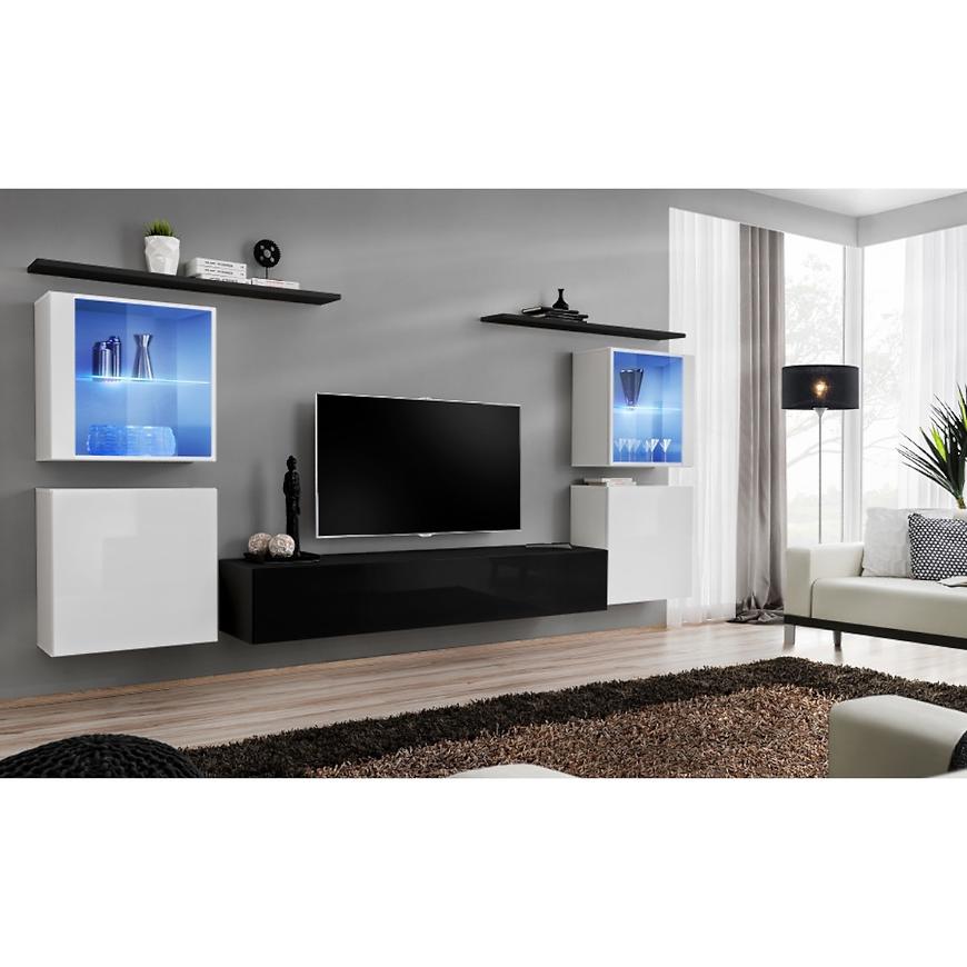 Nappali bútor Switch üveg+LED XIV fehér/Fekete Szekrénysorok online bútor rendelés Székesfehérvár bútorboltok