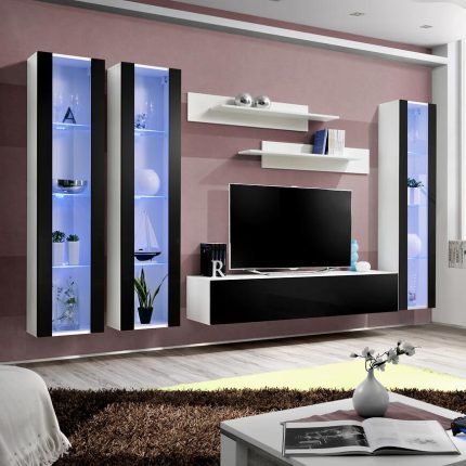 Nappali bútor Fly C2+üveg fehér/fekete Szekrénysorok online bútor rendelés Székesfehérvár bútorboltok