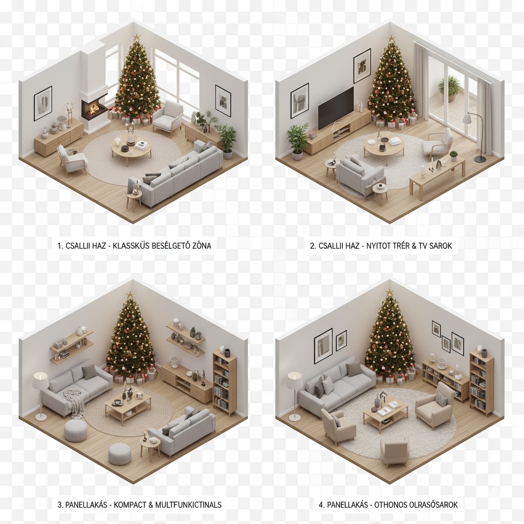 Karácsonyfa elrendezési ötletek nappaliba